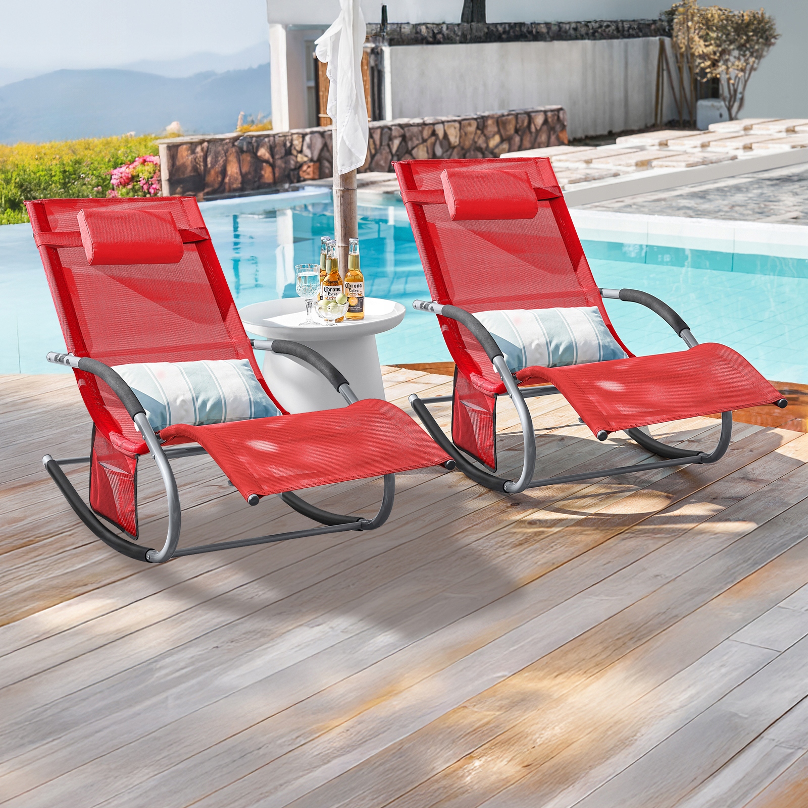 SoBuy Puutarhatuoli, kokoontaitettava rantatuoli, keinutuoli, ogs28-rx2