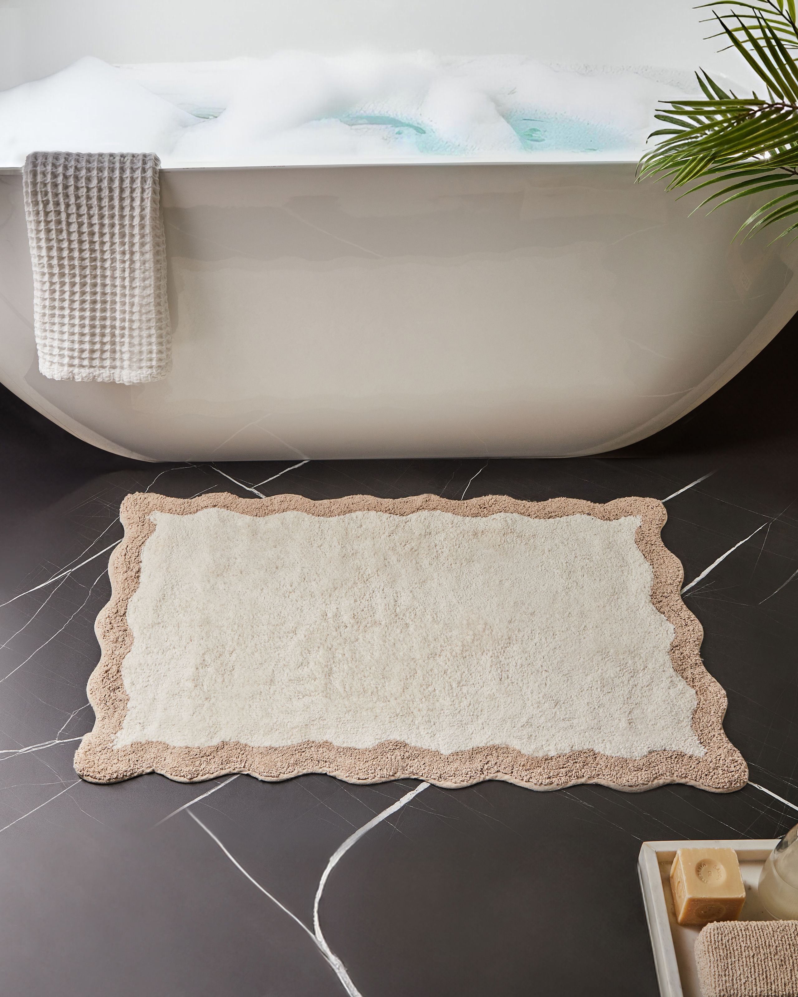 Kylpyhuonematto NANGAL Ruskea/beige 60 x 90 cm Puuvilla