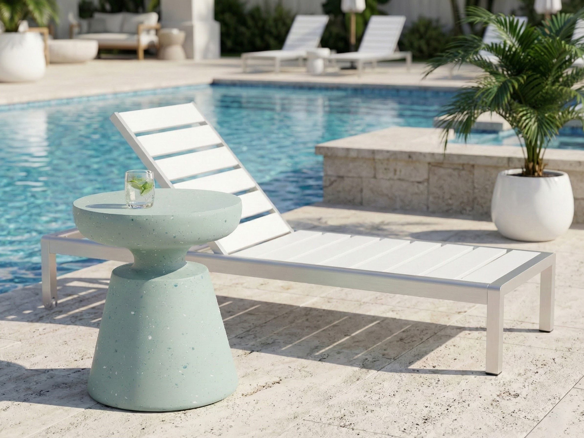 Sivupöytä MINCIO 45 cm 45 cm Terrazzo-kuvio Vihreä