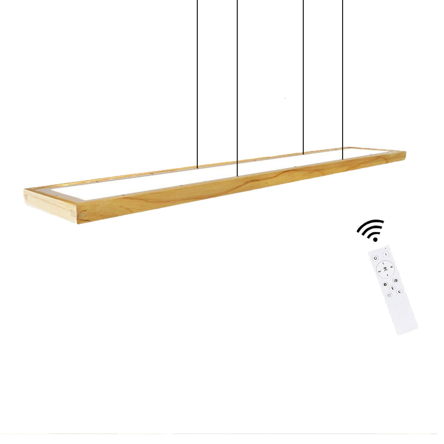 NETTLIFE Ruokailutilan riippuvalaisin, puinen, 38 W, himmennettävä, kaukosäätimellä, 100 cm:n LED - riippuvalaisin