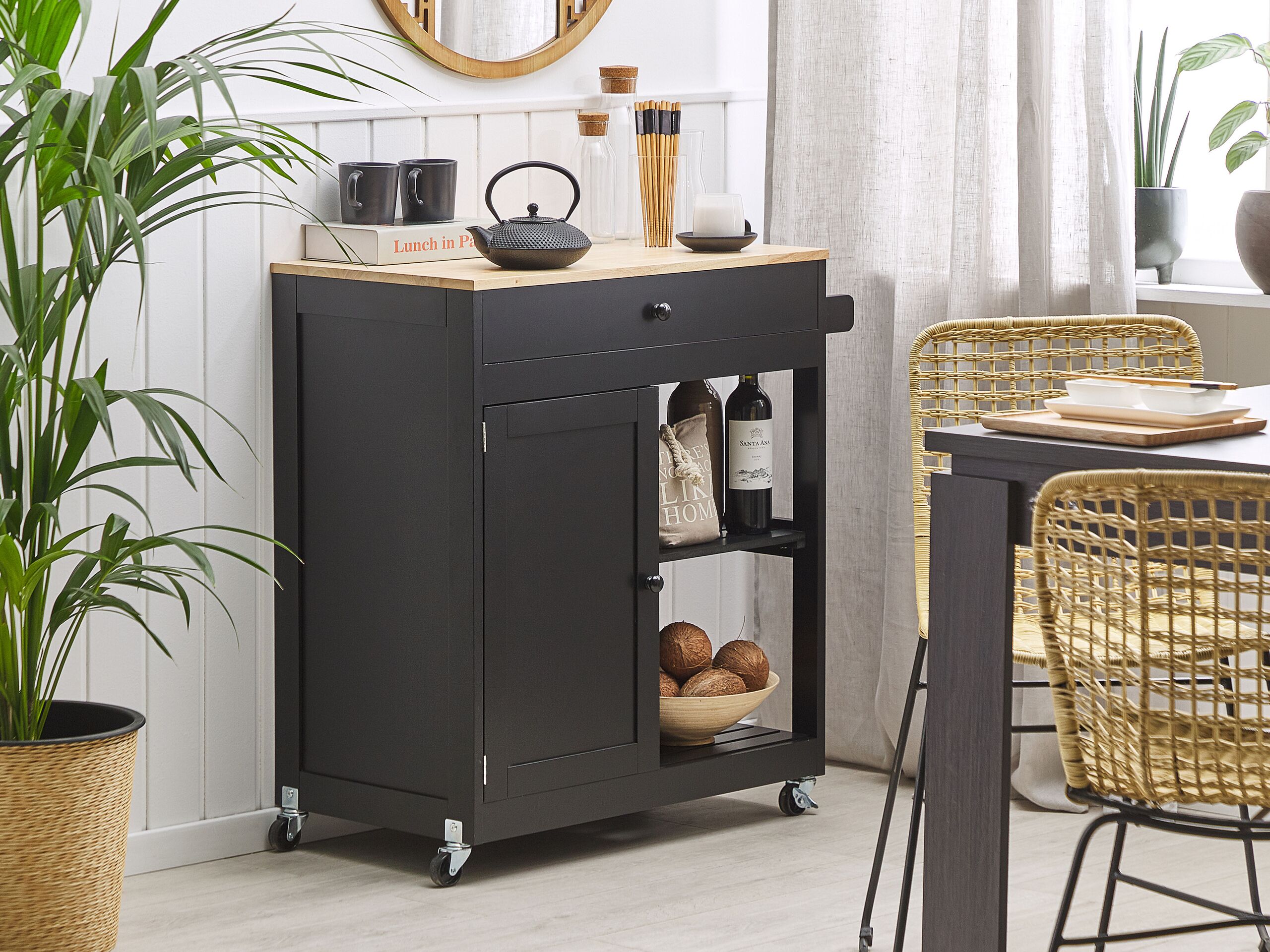 Tarjoiluvaunu TRAPANI Musta