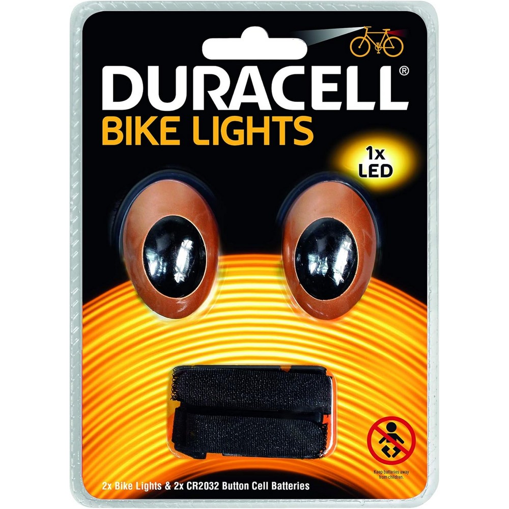 Duracell – pyörän valosetti – etu- ja takavalo – pyöräily, näkyvyys, Musta