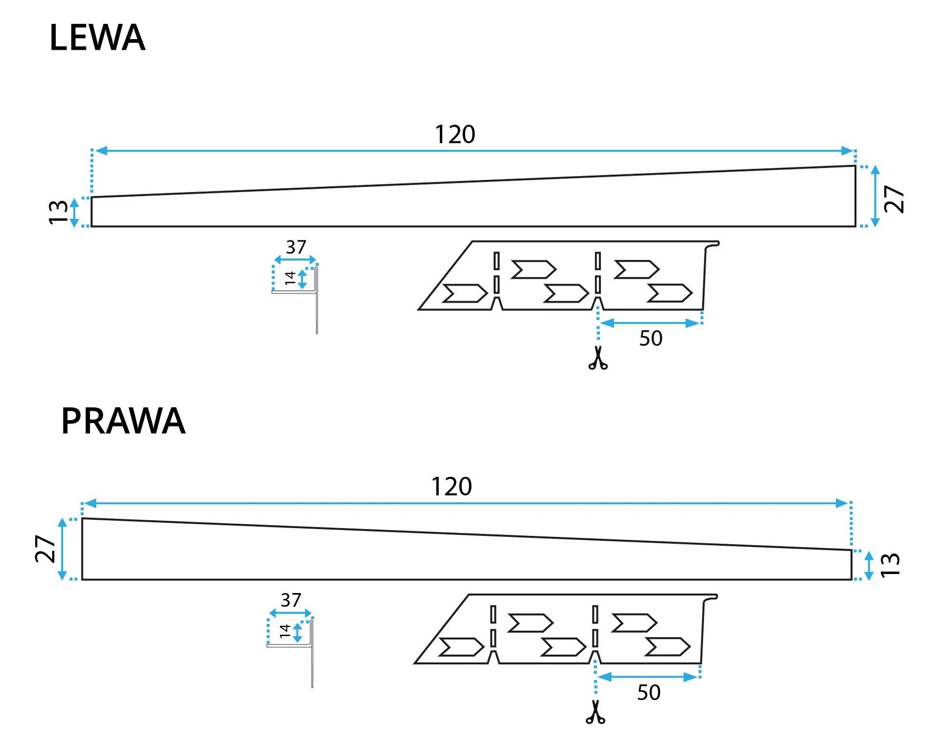 Rea Kallistuslista 120 harjattu nikkeli VASEN, 120X3, 7X2, 2CM