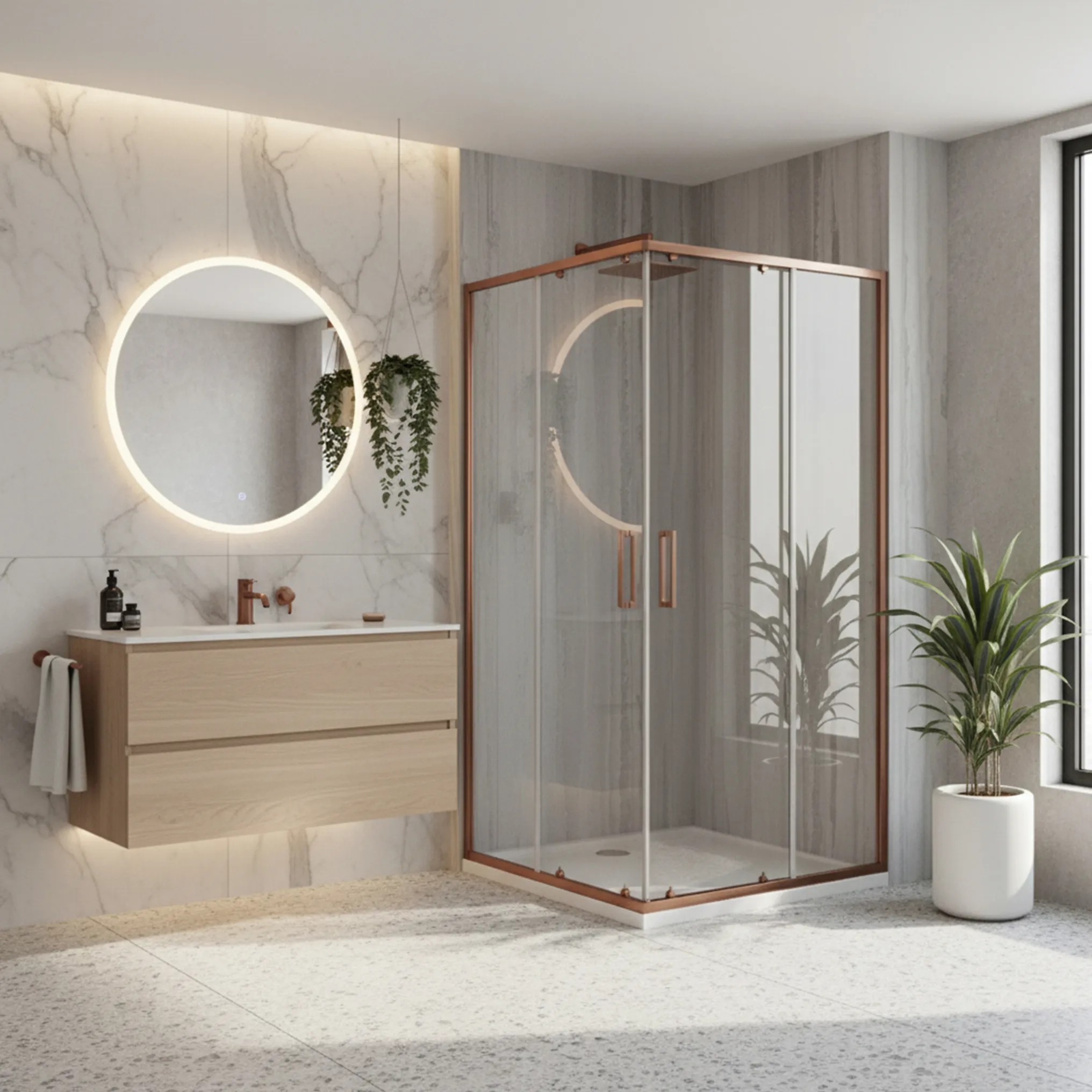 REA Suihkukaappi City 80x100 Harjattu kupari, 80X100X190CM