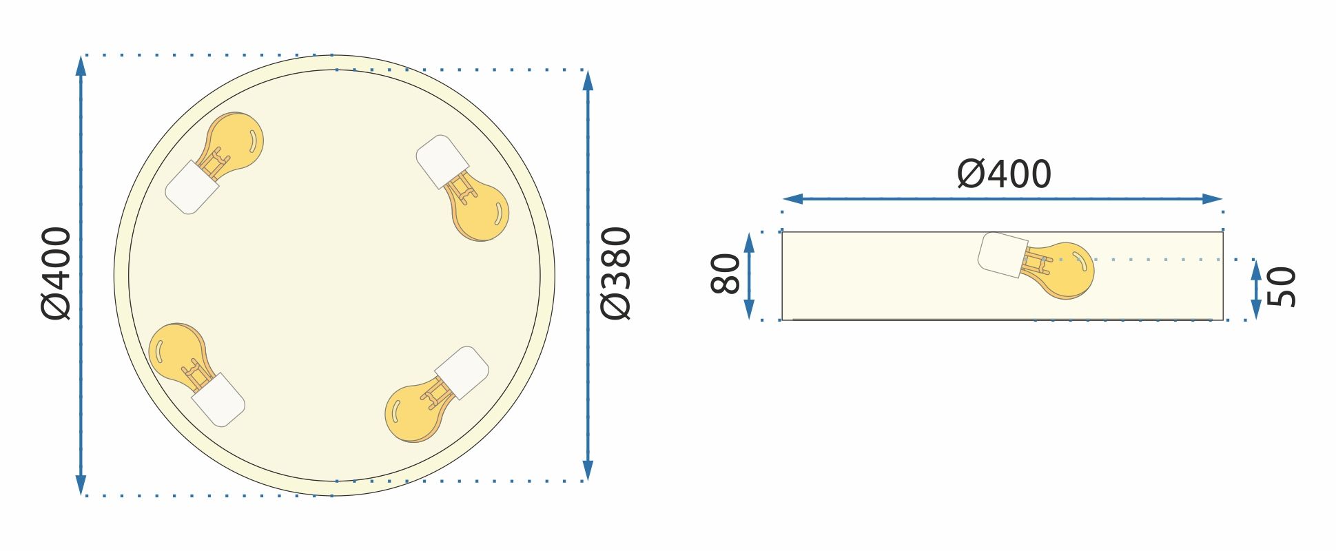 TOOLIGHT kattovalaisin APP873-C CLASSIC kulta, 40x40x5cm