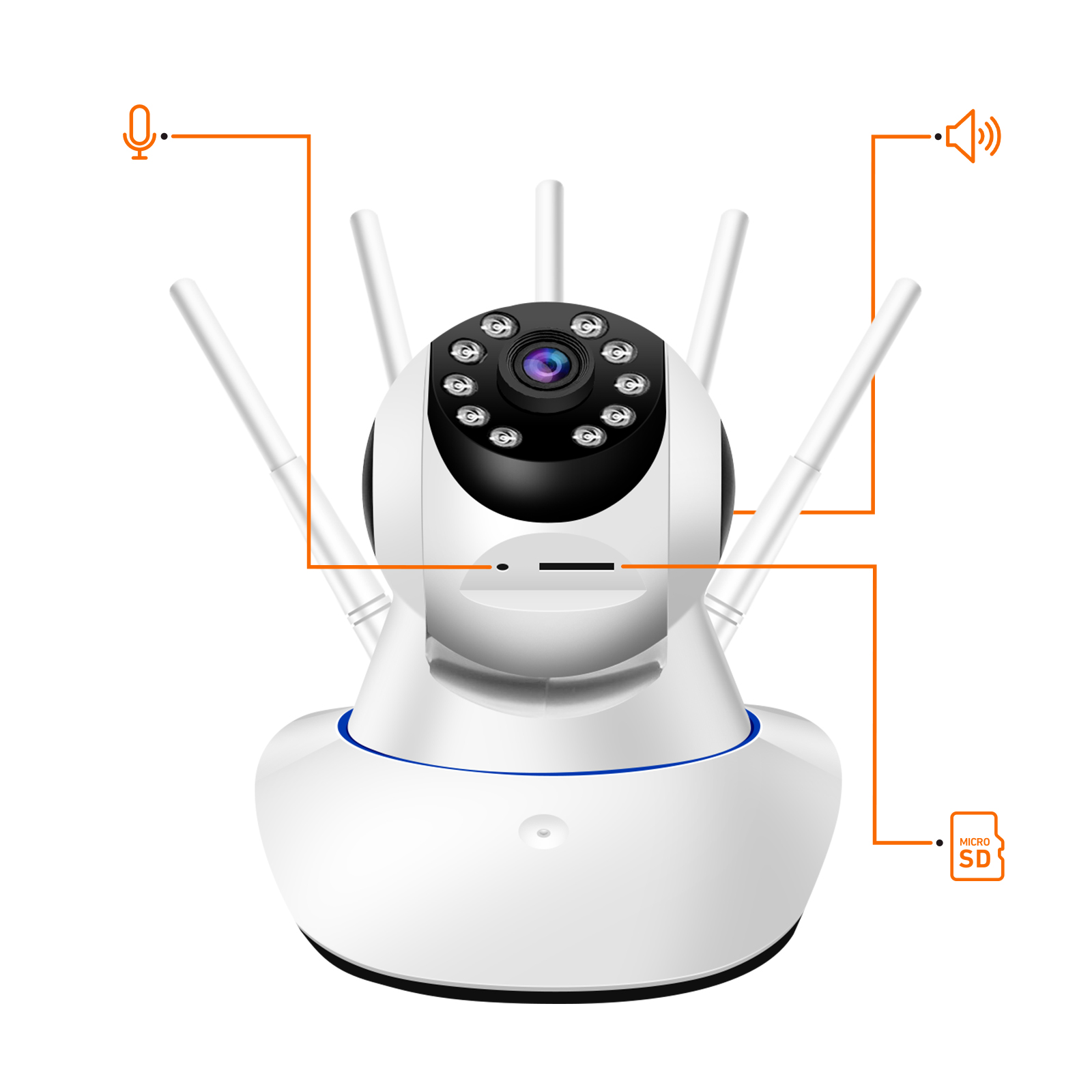 Full HD 1080p Wi-Fi-sisävalvontakamera pimeänäöllä