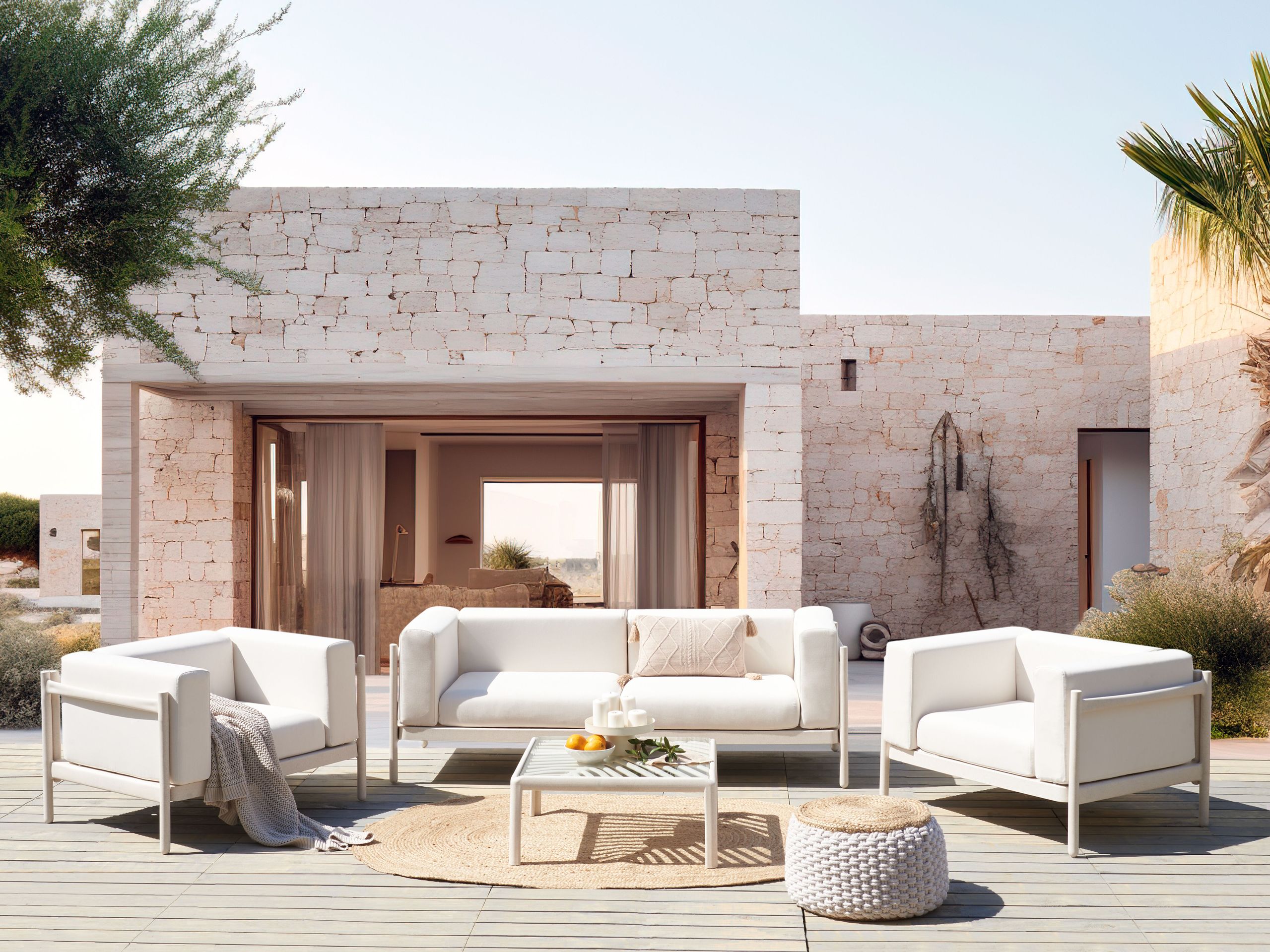 Ulkosohvaryhmä pöydällä 4-istuttava FERRETTI Vaaleanbeige