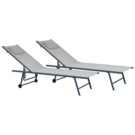 Aurinkotuolisetti 2 kpl SORONI metalli Vaaleanharmaa