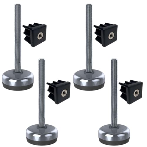 Ruostumaton jalka 10x100x50mm, jalustassa kumityyny + insertit 40x40x1.2mm - 4 kpl:n sarja.