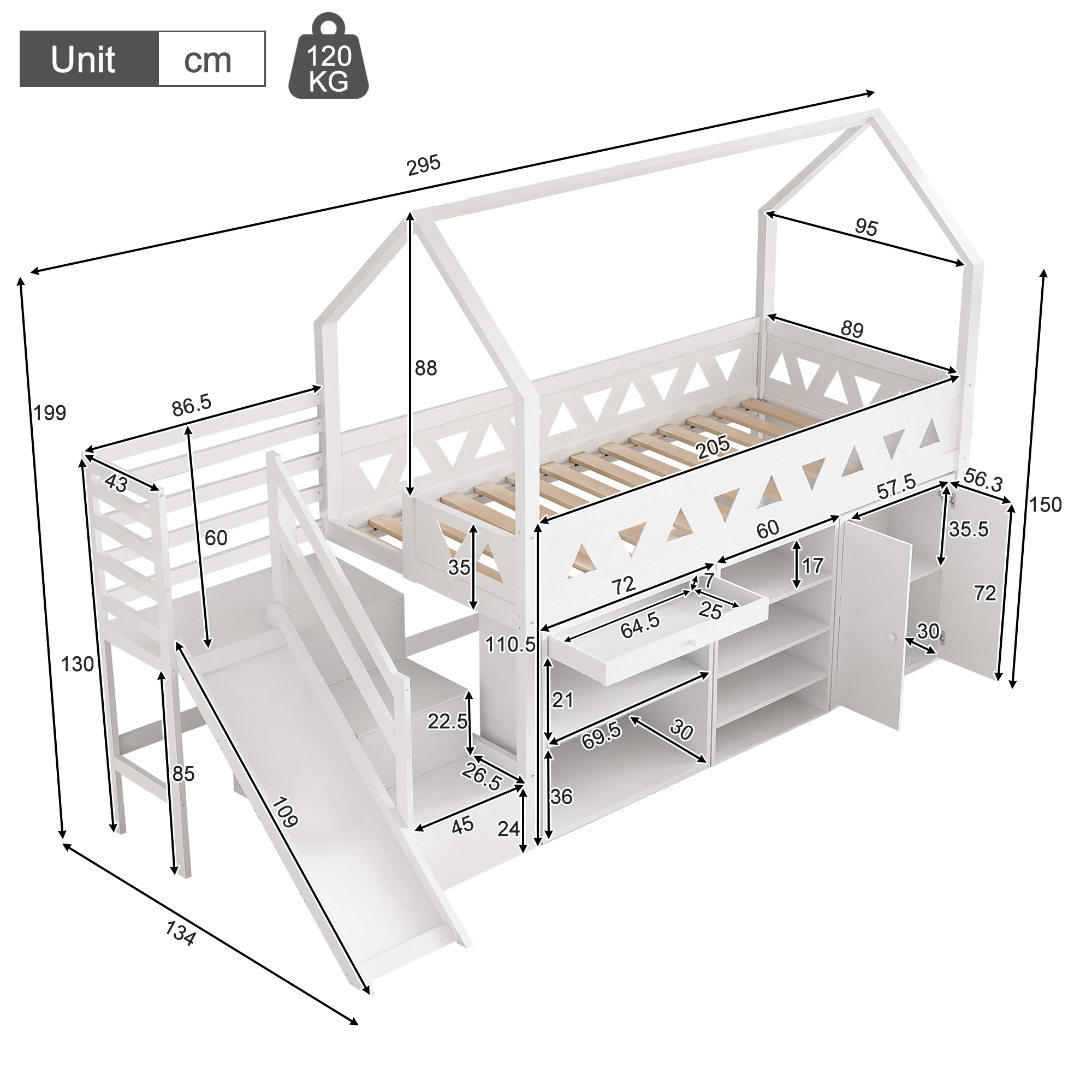sänky 90x200 cm turva-aidat säädettävä säilytystila laatikot valkoinen puinen