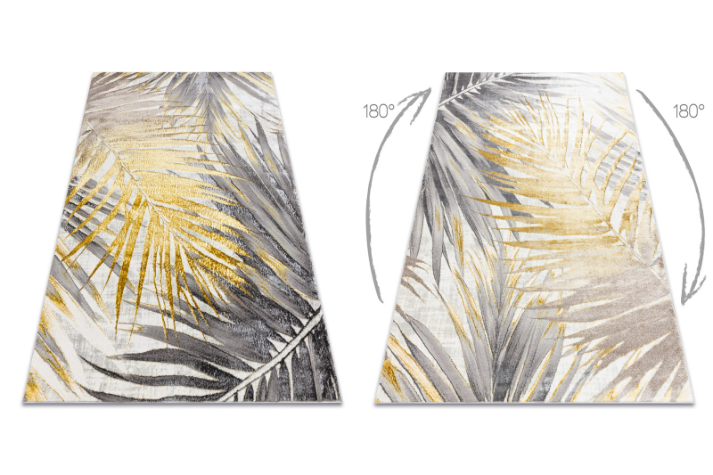 BLISS Z217AZ276 matto kulta / harmaa - Palmunlehtimatto, moderni, rakenteellinen 80x150 cm