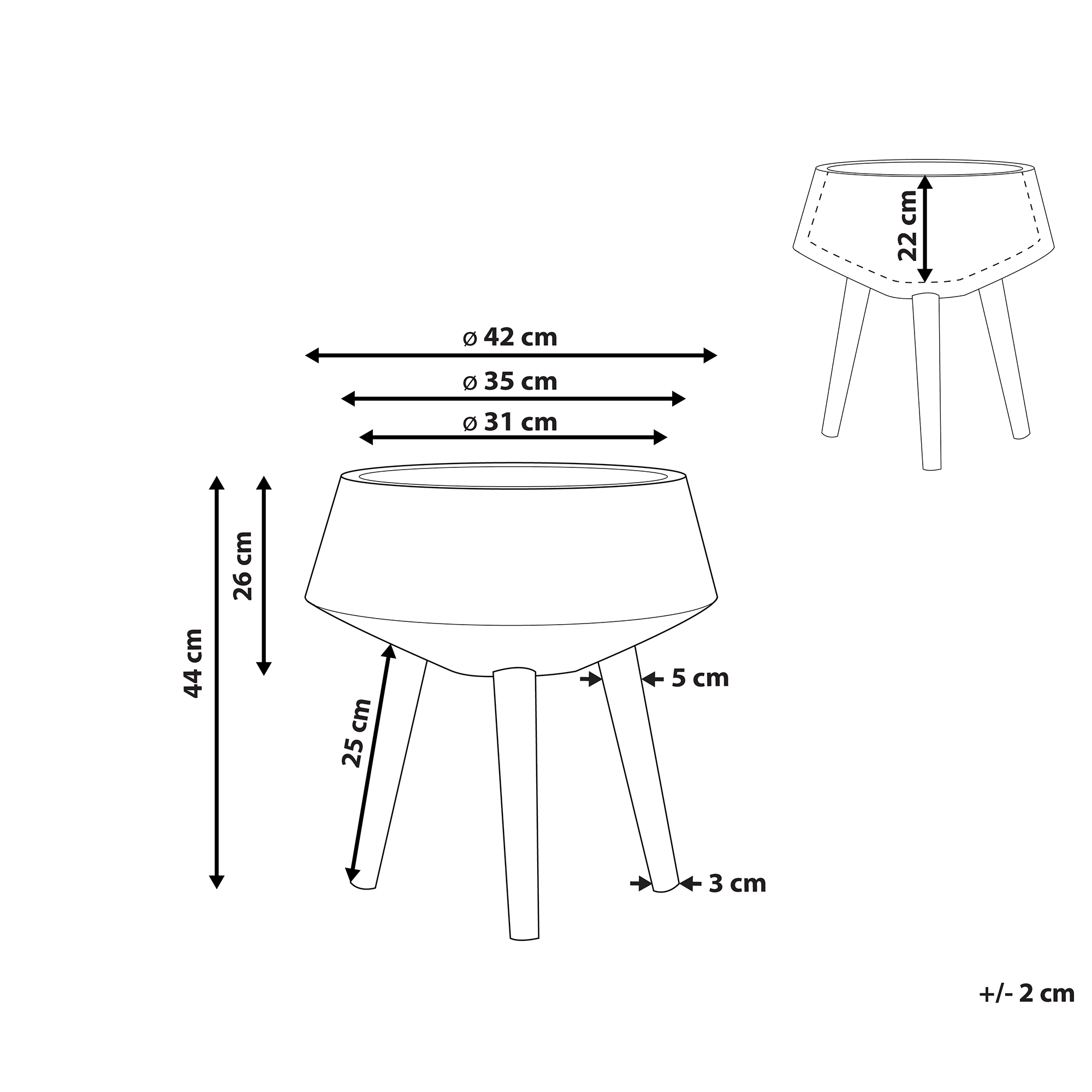 Korotettu kukkaruukku WERIA 42 cm Vaaleanharmaa