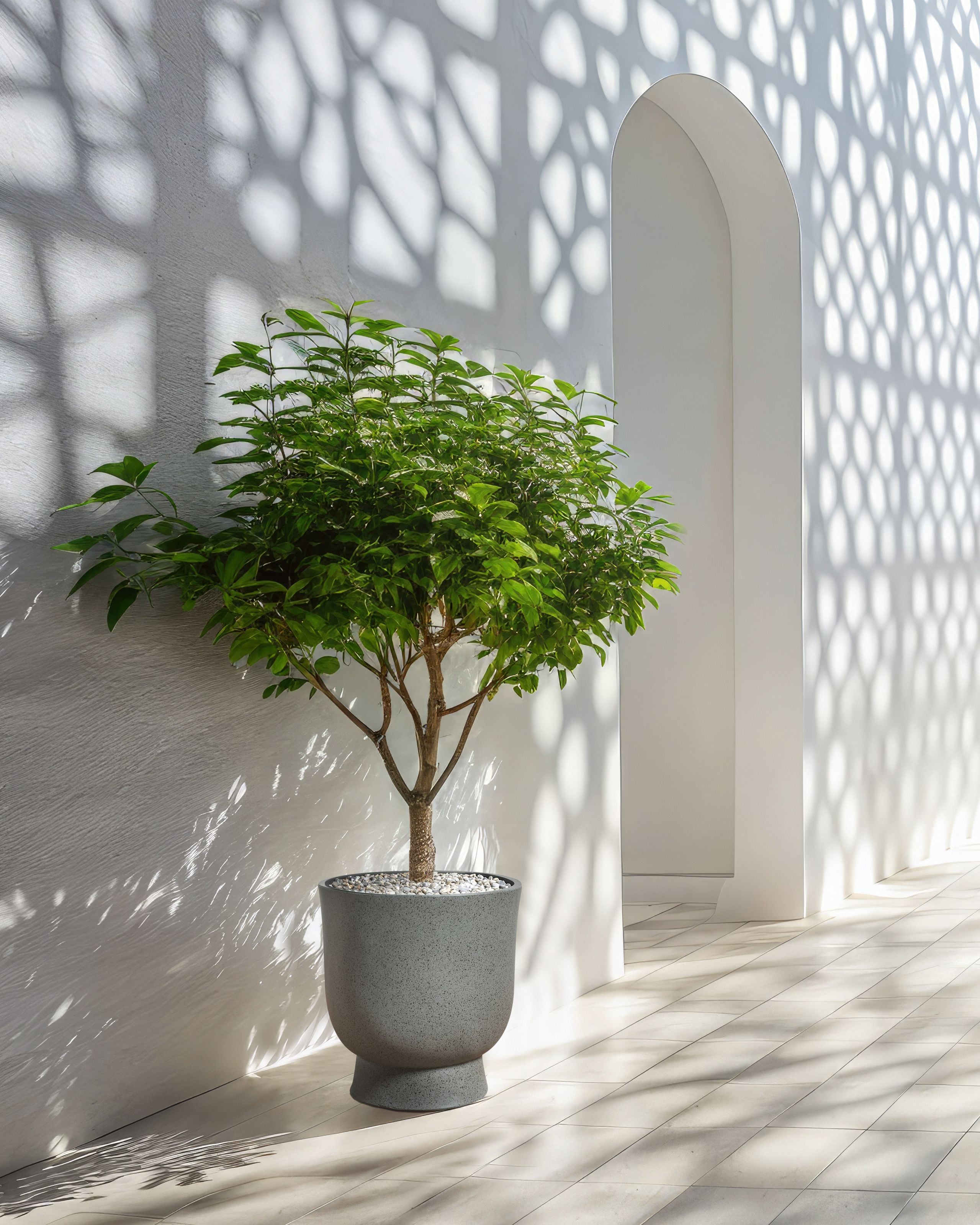 Kukkaruukku GINKGO 36 cm Harmaa betonikuvio