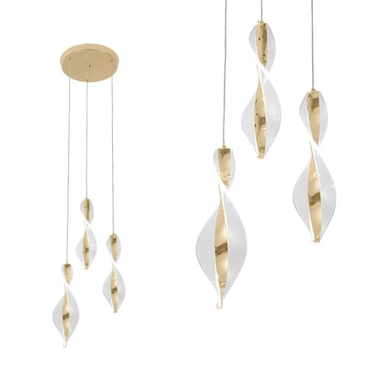 TOOLIGHT riippuva kattovalaisin LED G028-3CPR kulta, 113, 5x25, 5x30cm