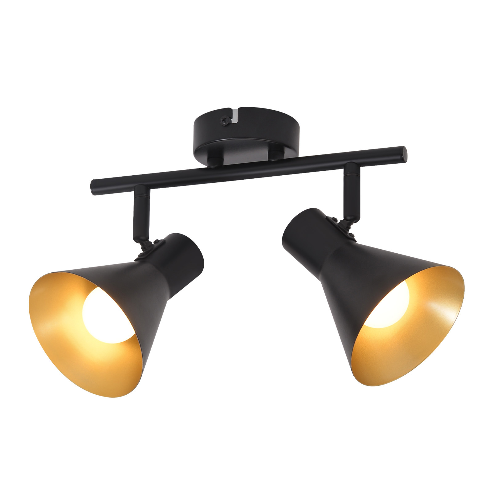 NETTLIFE 2 mustaa keittiön kattovalaisinta, 2 E14- vintagelamppua, 330° kääntyvä, teollinen, retro, metalli, toimiston sisäänkäynti