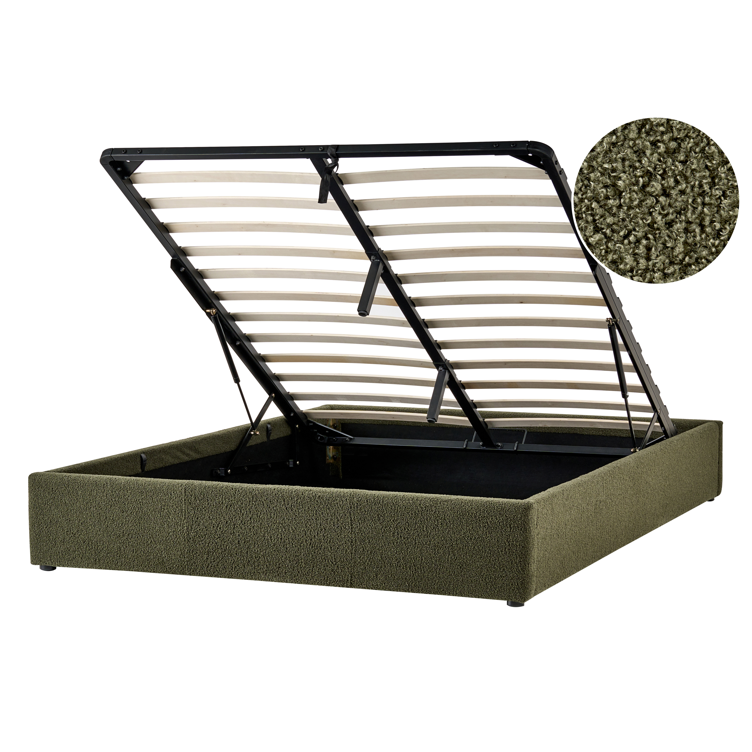 Sänky säilytystilalla buklee DINAN 140 x 200 cm Tummanvihreä