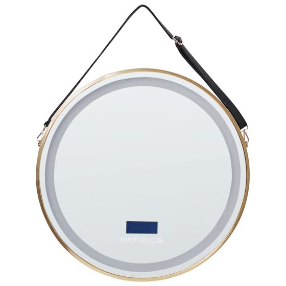 Kylpyhuoneen LED-peili DAROIS 60 cm 60 cm Bluetooth-kaiuttimella Kulta