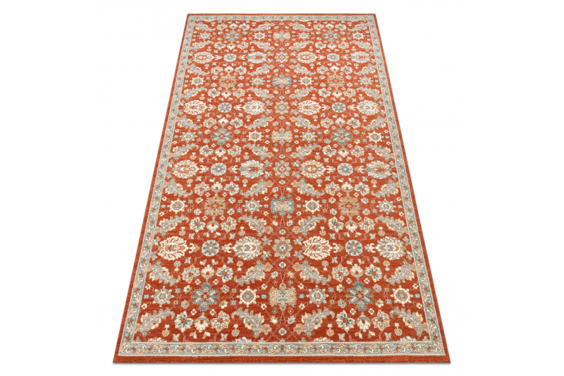 Villamatto SOHO - Kukat, luonnollinen terrakotta / sininen