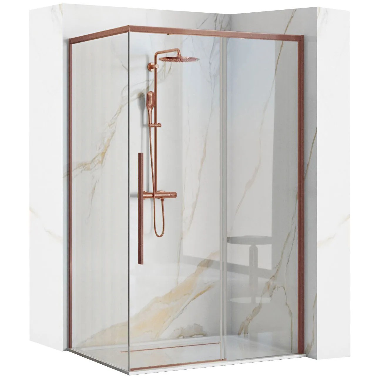 REA Suihkukaappi SOLAR 100x80 Harjattu kupari, 100X80X195CM + suihkuallas