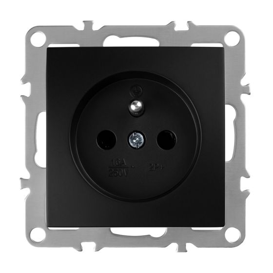Toolight Yksiosainen maadoitettu pistorasia OSTE JNH001-G Musta 4, 3x7, 4x7, 4cm