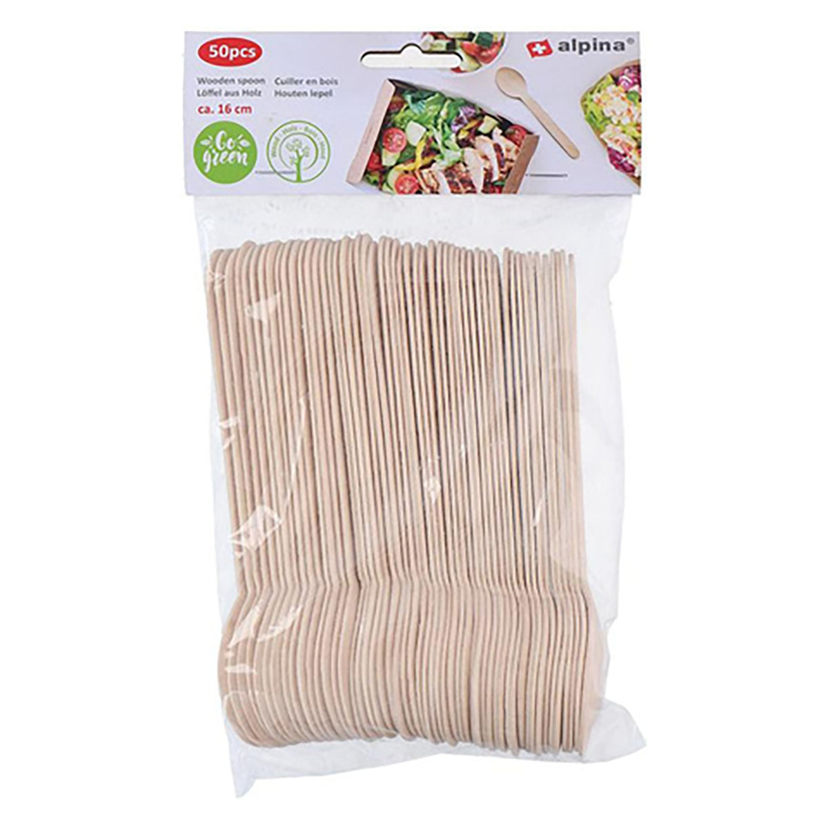 Erä 50 Kertakäyttö Lusikkaa Puu 16 cm