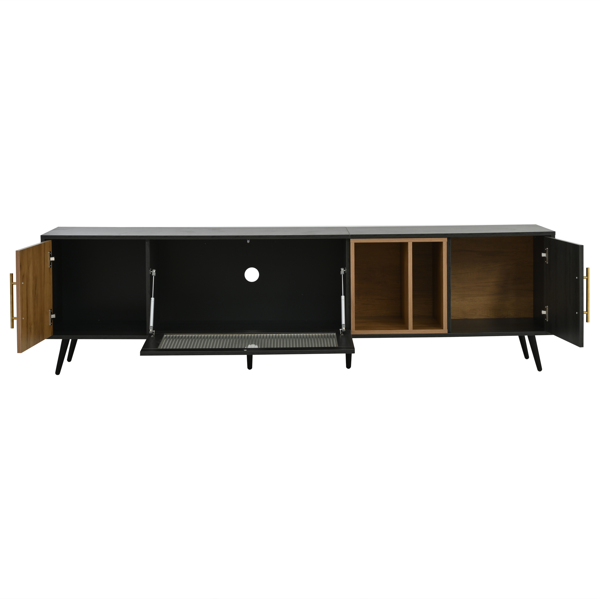 TV-taso 200x40x55.5 cm harmaa puinen MDF säilytyksellä ja liukuovilla