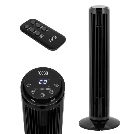 Pylvästuuletin, lattiatuuletin, hiljainen ajastin, kaukosäädin, Teesa