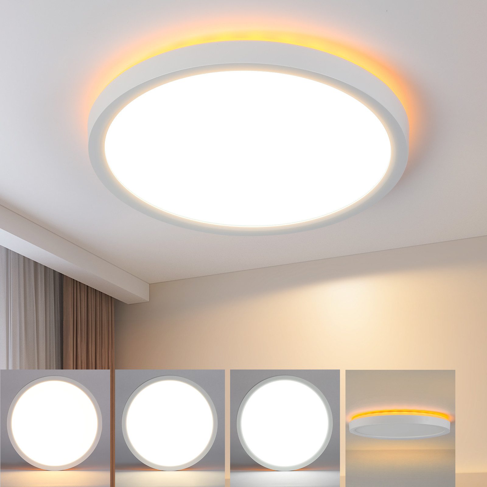 NETTLIFE LED - kattovalaisin musta, litteä, 22 cm, 18 W, himmennettävä, makuuhuoneeseen, keittiöön, 3000 k - 6500 k