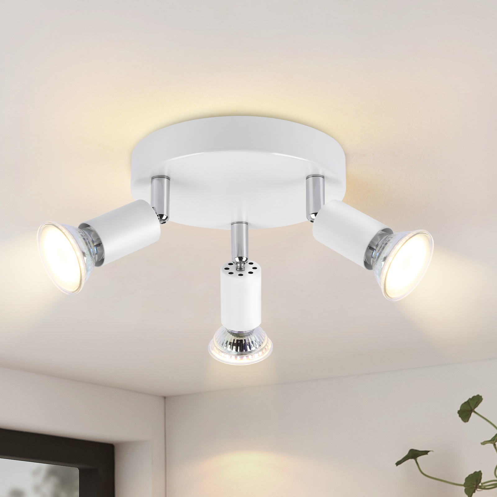 NETTLIFE LED - kattovalaisin GU10 - 3 modernia pyöreää kattokohdevaloa 350° kattokohdevalaisimet keittiöön, käytävään, makuuhuoneeseen