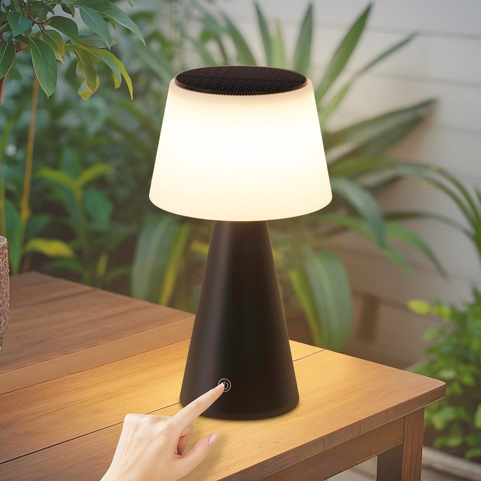 NETTLIFE aurinkokennolla toimiva, pöytävalaisin, johdoton, LED - yöpöytävalaisin, 3600mh A ladattava Kosketushimmennettävä musta, lamppu USB - akulla