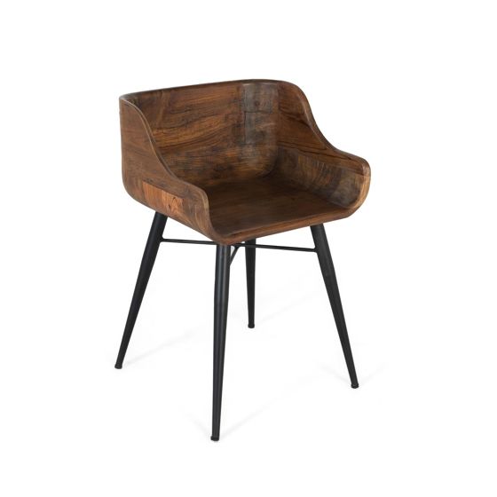 Tiikkipuu tuoli, rautajalat