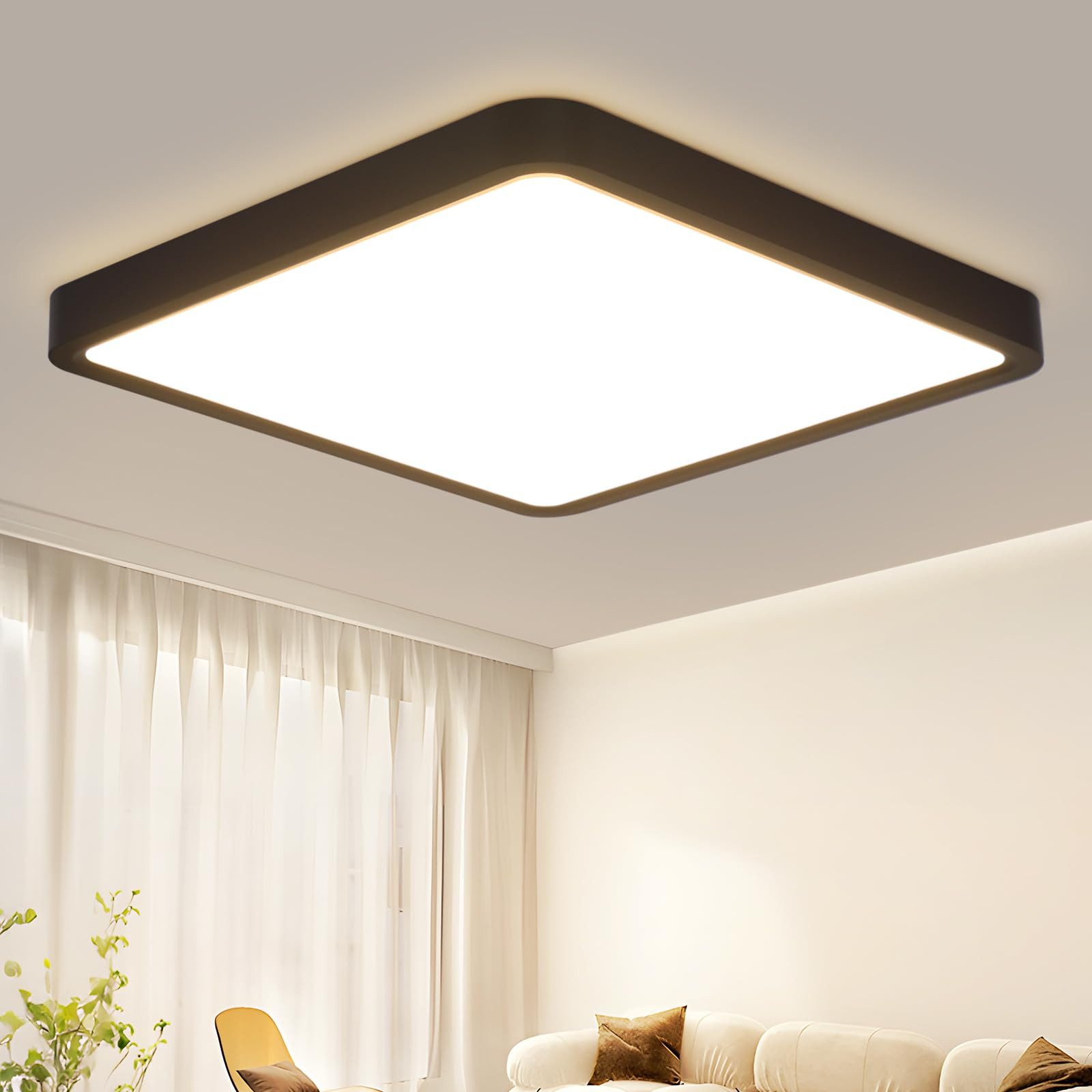 NETTLIFE LED - kylpyhuoneen Kattovalaisin, 23W, litteä, lamppu, musta, 23cm, lämmin Valkoinen, IP44 Vedenpitävä Keittiönvalaisin
