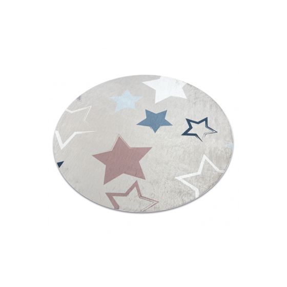 BAMBINO 48130 ympyrä matto Tähdet lapsille liukumaton - beige / harmaa pyöreä 120 cm