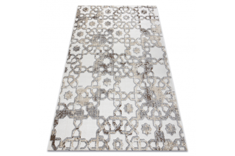 Matto Rakenteellinen SOLE D3882 Ornamentti - Litteä kudottu, beige / harmaa 200x290 cm
