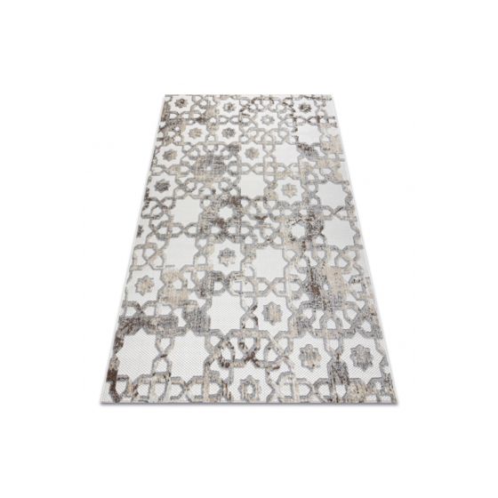 Matto Rakenteellinen SOLE D3882 Ornamentti - Litteä kudottu, beige / harmaa 200x290 cm