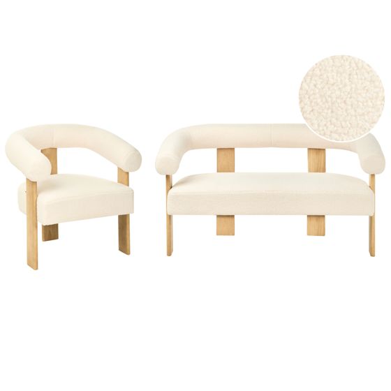 Sohvaryhmä ILBRO buklee Luonnonvalkoinen/vaaleanruskea