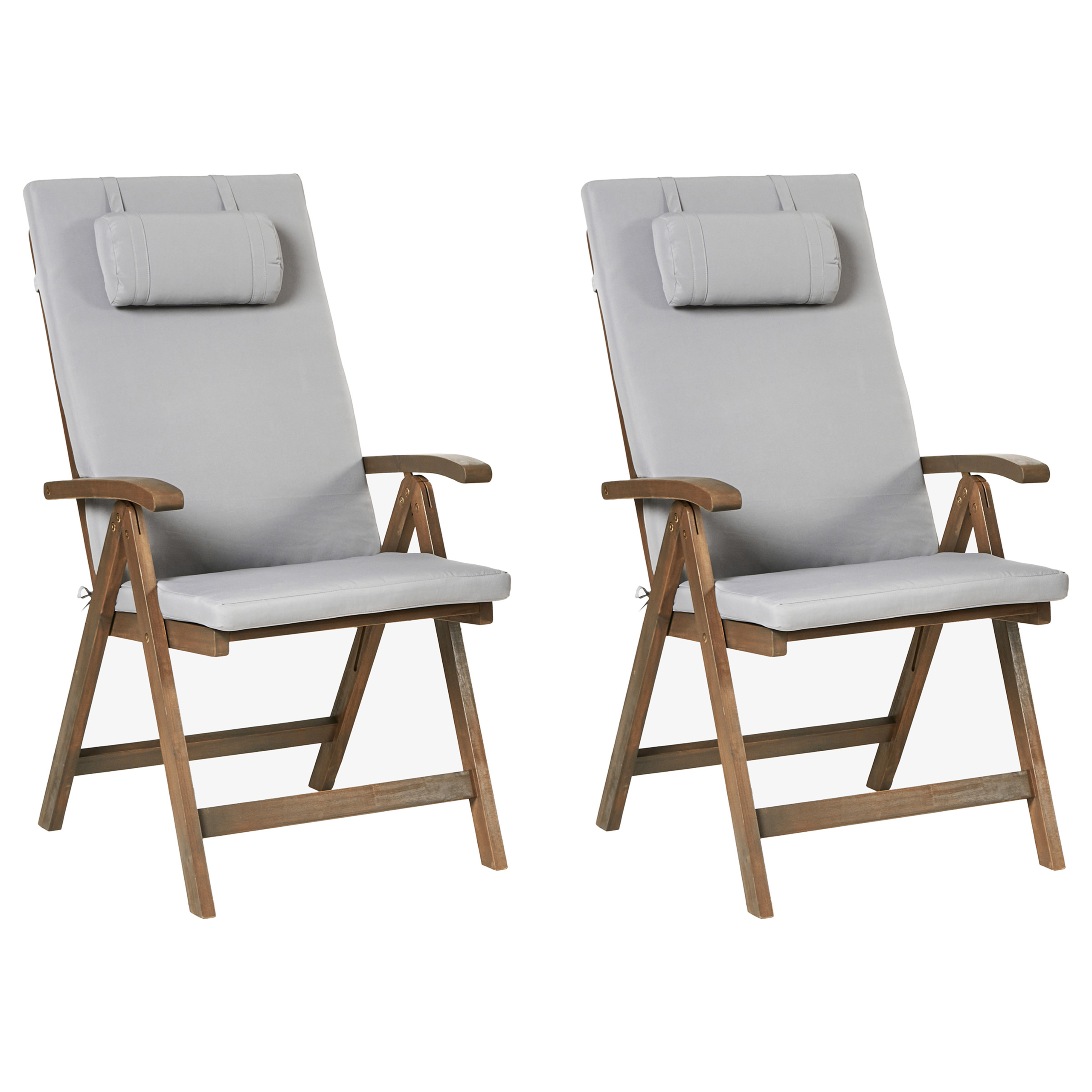 Puutarhatuolisetti pehmusteilla 2 kpl AMANTEA PREMIUM akaasia Vaaleanharmaa