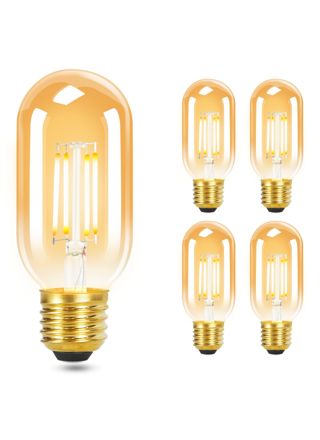 NETTLIFE 4 kpl E27 LED - lamppuja, lämmin valkoinen, Vintage T45, 4 W, 2700 K, Edison - tyyliset energiansäästölamput, lasia
