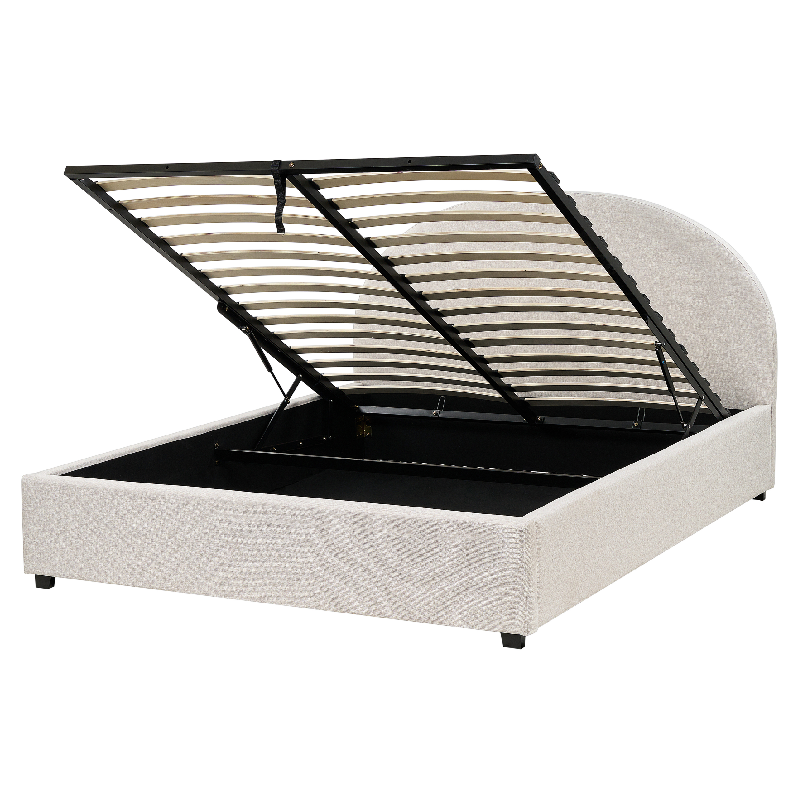 Sänky säilytystilalla kangas VAUCLUSE 160 x 200 cm Vaaleanbeige