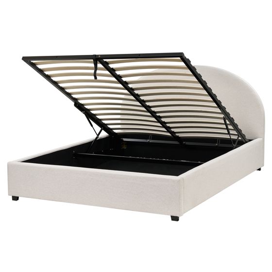 Sänky säilytystilalla kangas VAUCLUSE 160 x 200 cm Vaaleanbeige