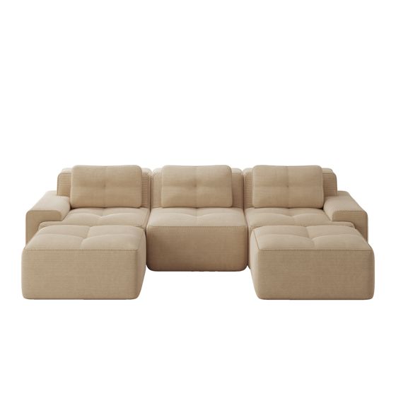 moduulisohva 3-paikkainen beige kankas moderni säilytystilalla varustettu