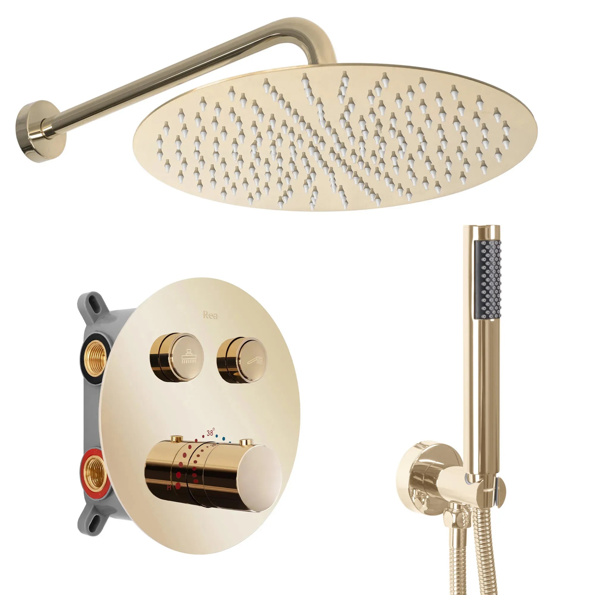 REA upotettava suihkusetti LUNGO THERMOSTAT kulta, 51, 5X30X36, 5CM
