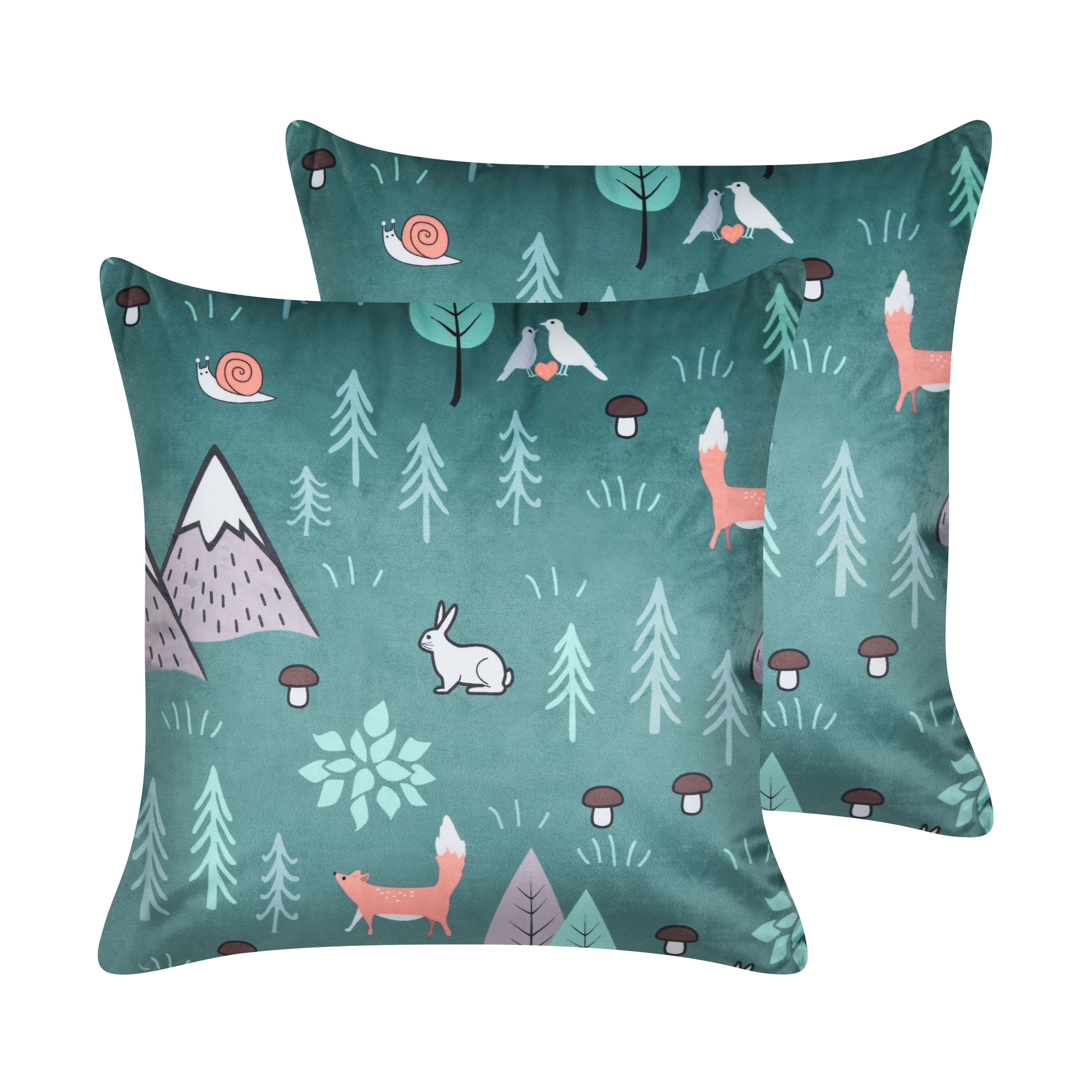Koristetyynysetti 2 kpl FOOTHILL 45 x 45 cm Sametti Mintunvihreä