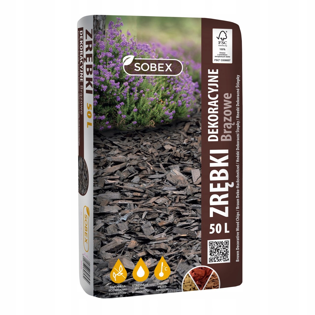 Koristeellinen ruskea puulastu 50L