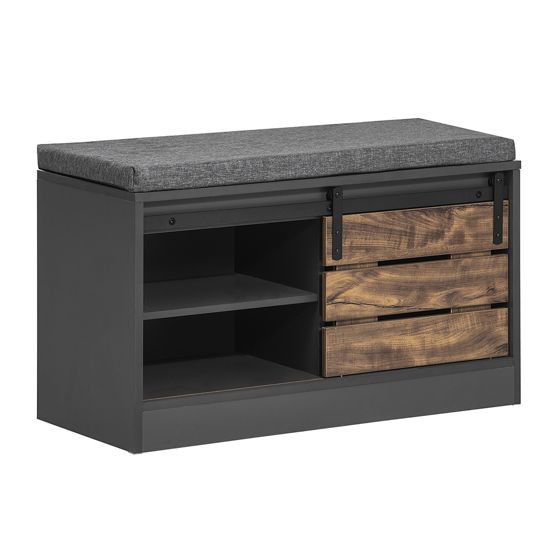 SoBuy Säilytyspenkki tyynyllä lastulevy harmaa FSR120-HG