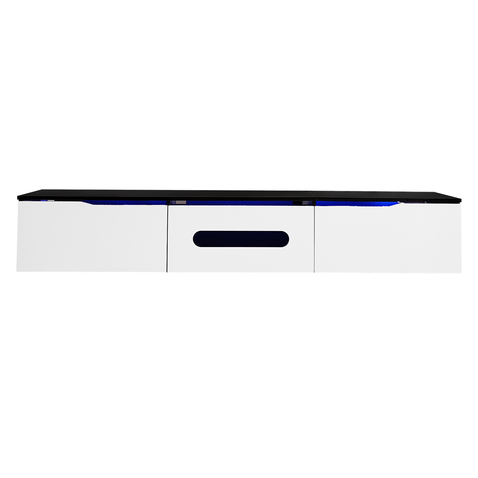 TV-taso 180x35x30 cm musta valkoinen MDF säilytyksellä ja LED-valaistuksella