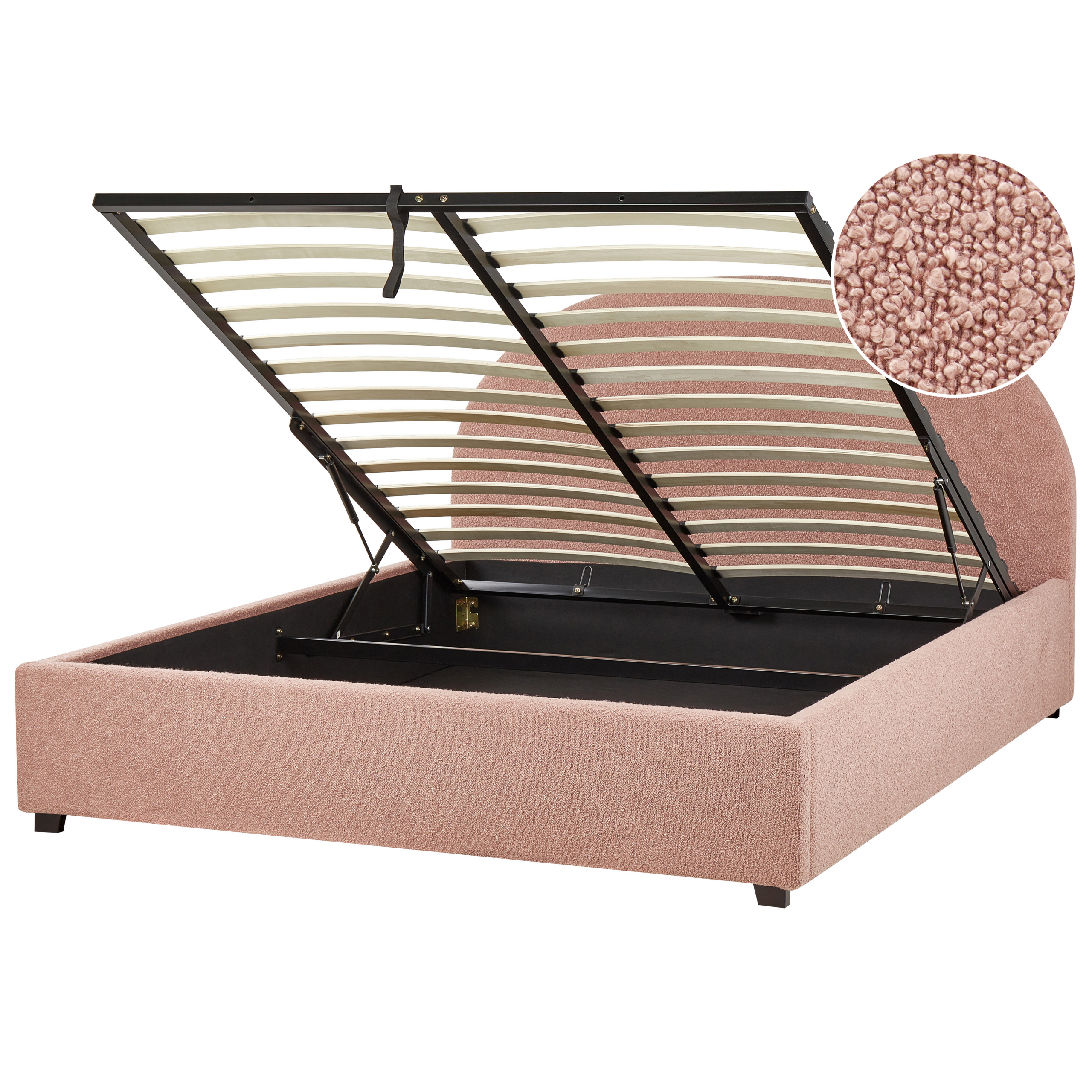 Sänky säilytystilalla buklee VAUCLUSE 160 x 200 cm Pastellipinkki