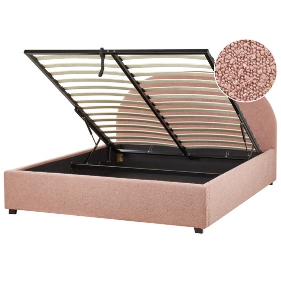 Sänky säilytystilalla buklee VAUCLUSE 160 x 200 cm Pastellipinkki