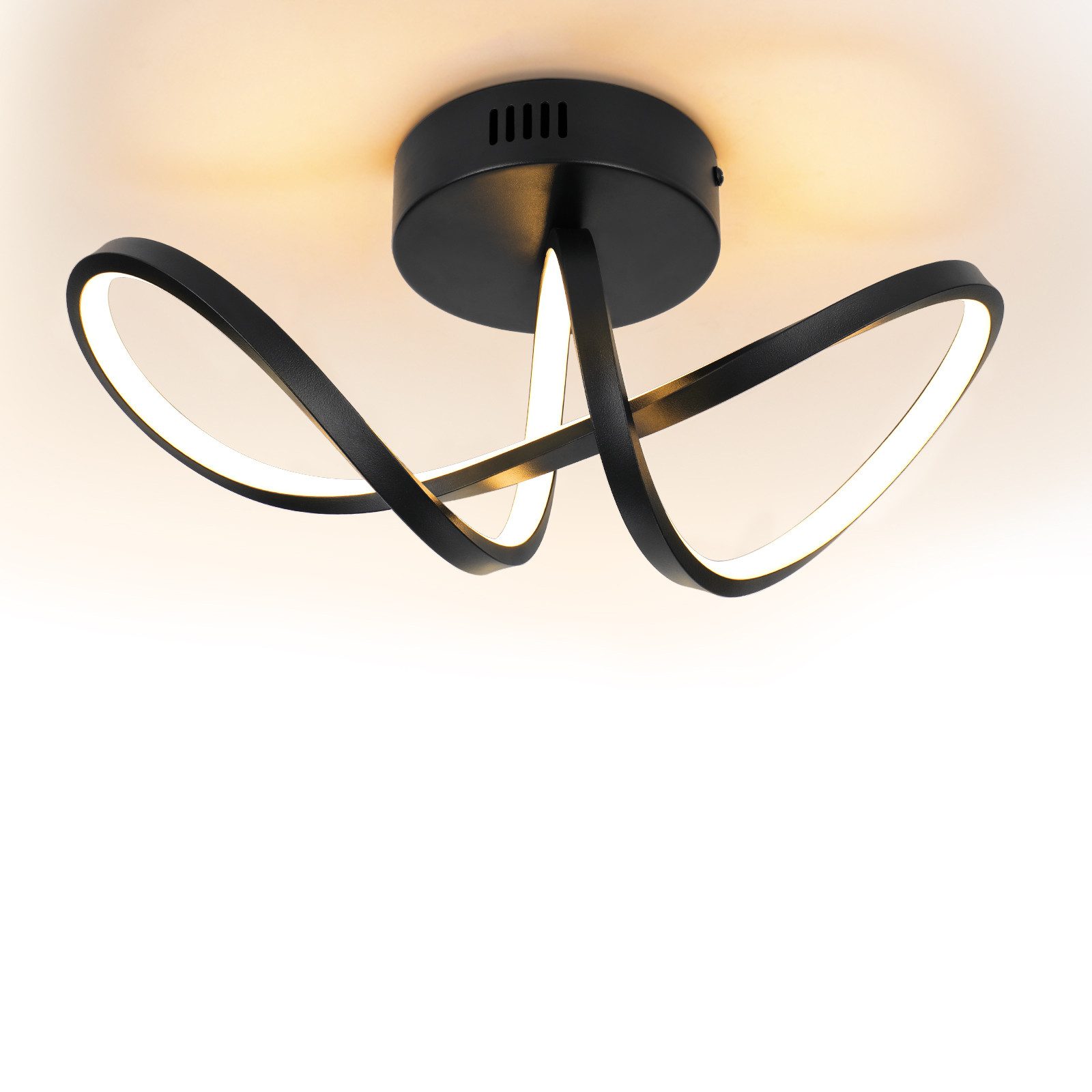 NETTLIFE moderni, olohuoneen, LED-kattovalaisin, musta, 12W, sisäkäyttöön, 3000K, lämminValkoinen, LED integroitu, pysyvästi