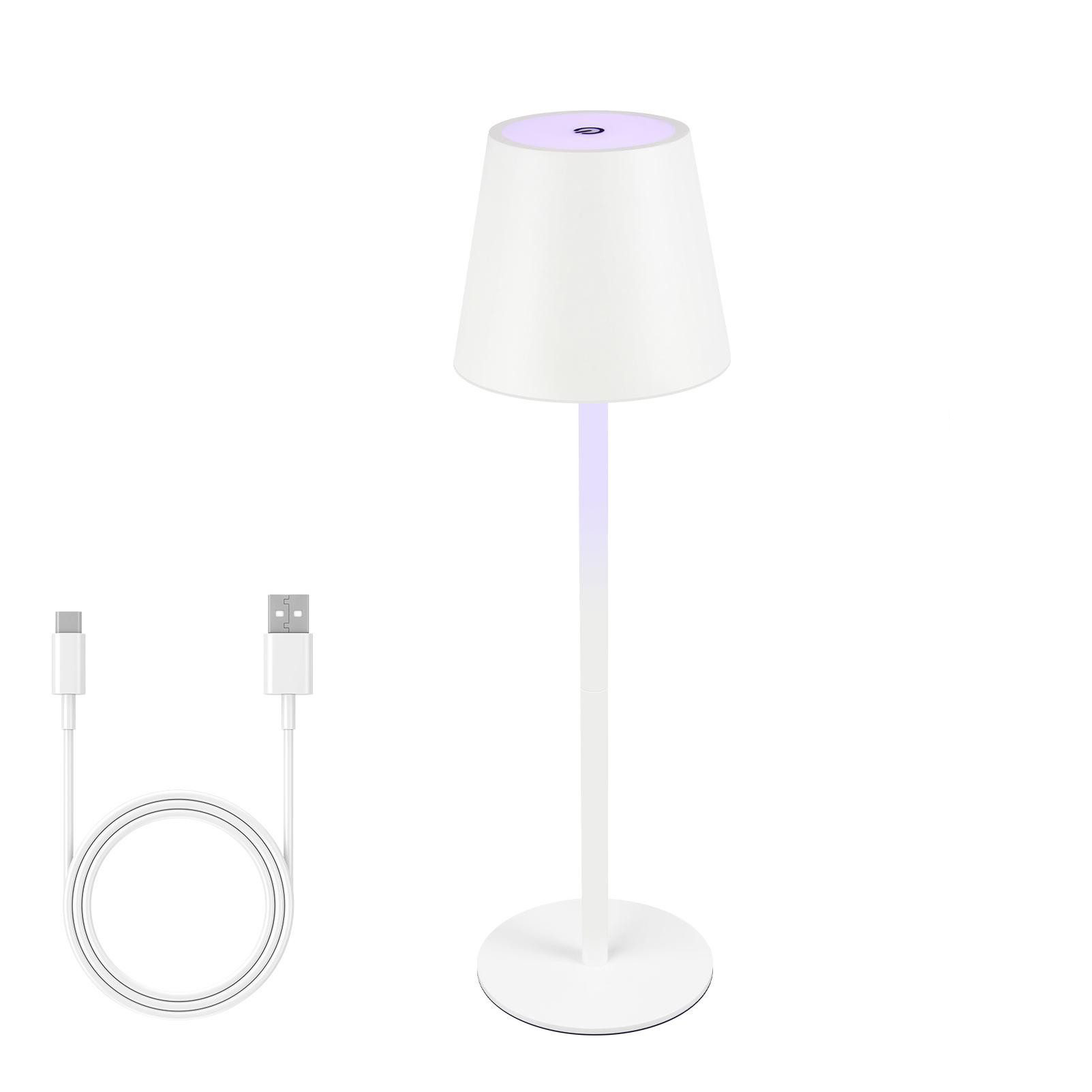 NETTLIFE Langaton akkukäyttöinen, yöpöytävalaisin - RGB, LED 2600mh A, Ladattava ulkopöytävalaisin Kosketushimmennettävä Valkoinen, USB - akkukäyttöinen